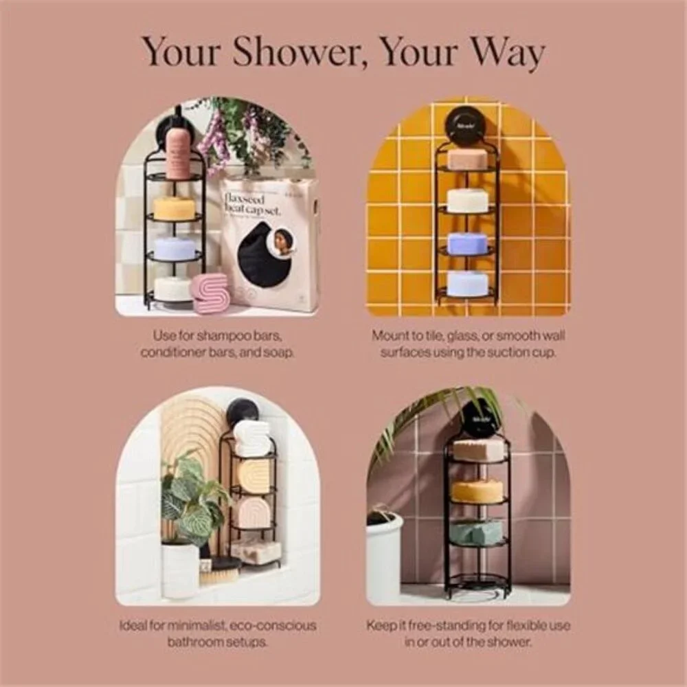 Shower Caddy Hanging Suction Cup Soap Holder Bar Shampoo Conditioner Organizer